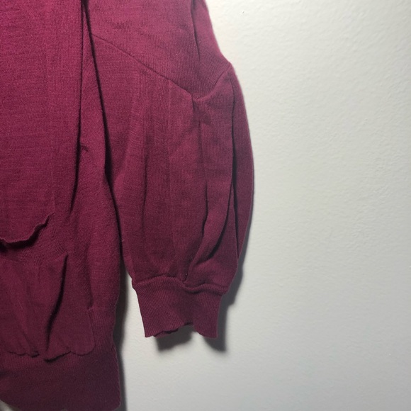 Free People Maroon Bishop Sleeve Cardigan Sweater - Picture 10 of 13